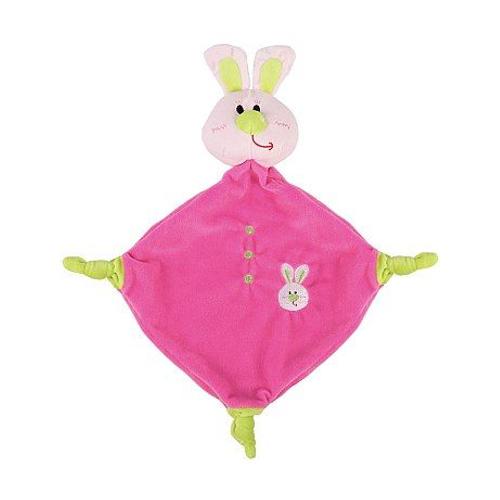 Doudou Lapin Rose Kiokids Plat Losange Tete Lapinou Peluche Jouet Eveil Bebe