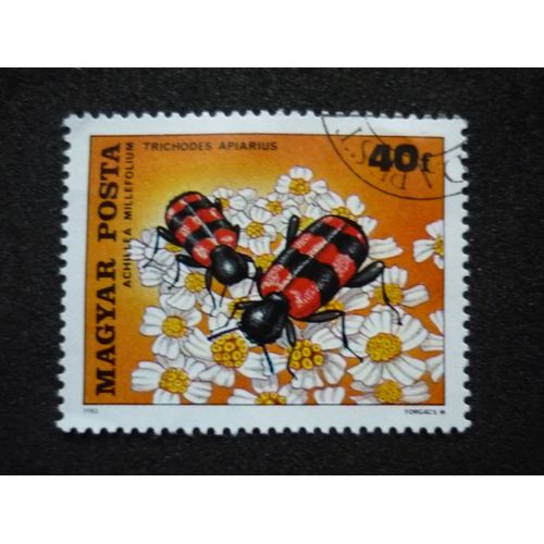 Timbre Trichodes Apiarus 40f Hongrie Oblitéré