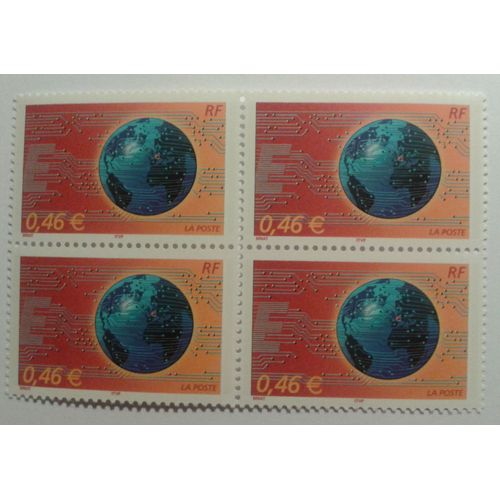 Bloc 4 Timbres France 2002 Yvert Et Tellier N°3532 Le Monde En Réseau Neufs Gomme Intacte