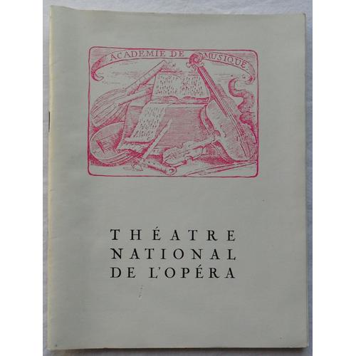 Programme Du Théâtre National De L'opéra - Saison 1967-1968.