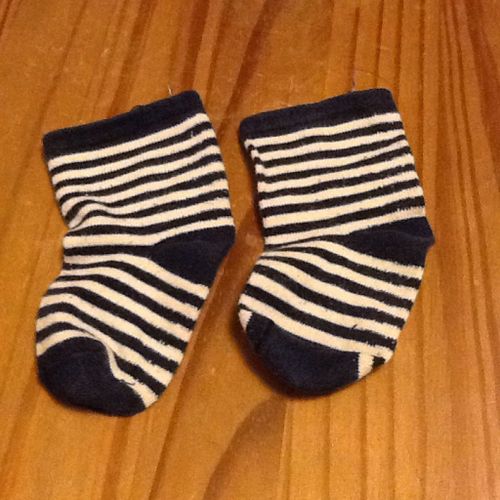 Paires Chaussette Bebe Taille 18/20 Bleu Et Blanche