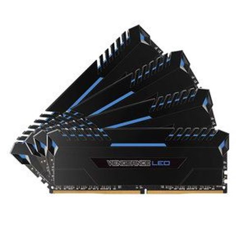 Memoire RAM Corsair Vengeance LED Series 64 Go (4x 16 Go) DDR4 3200 MHz CL16 - Bleu - Kit Dual Channel 2 barrettes de RAM DDR4 PC4-25600 - CMU64GX4M4C3200C16B