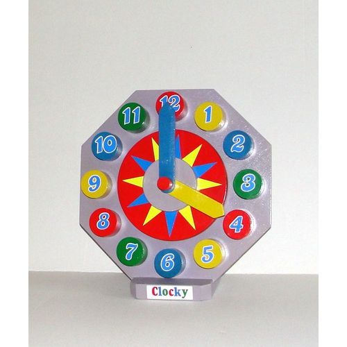 Horloge En Bois Pour Apprendre A Lire L Heure Clocky 26,5cm