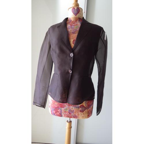 Veste Transparente Luxe Valentino Blazer Soie 40 Marron 