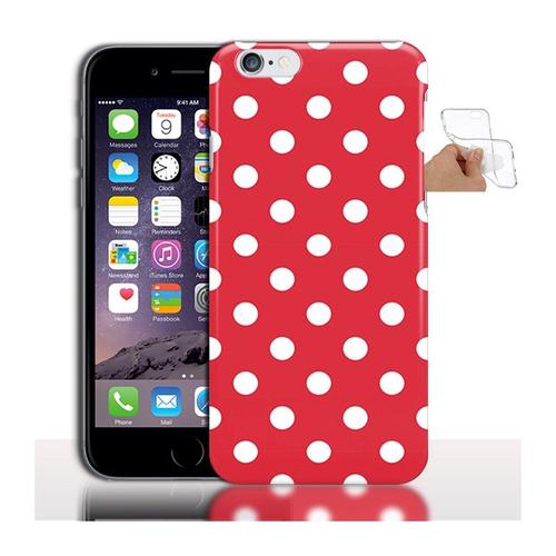 Coque Gel Iphone 6 Plus Rouge Pois Blancs