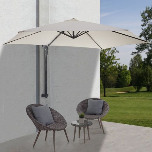 Parasol De Mur Casoria, Parasol Déporté Pour Balcon Ou Terrasse, 3m Inclinable   Crème