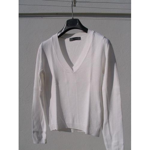 Pull (Col V) Zara , Couleur Blanc, Taille 40