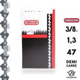 Chaîne Oregon pour tronçonneuse 3/8" 1,3 mm. 47 maillons. Gouge profil demi carré