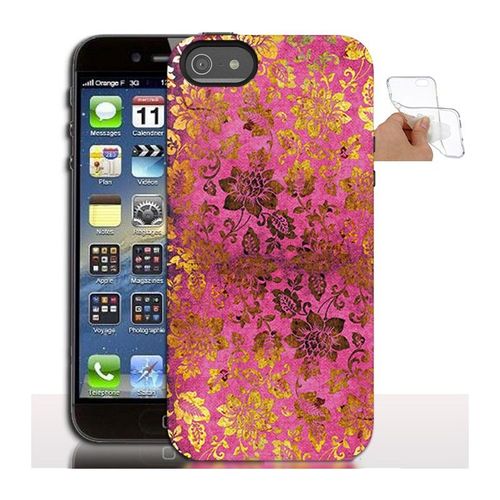 Coque Iphone 5 Floral Rose Gold En Silicone - Housse Gel Semi Rigide