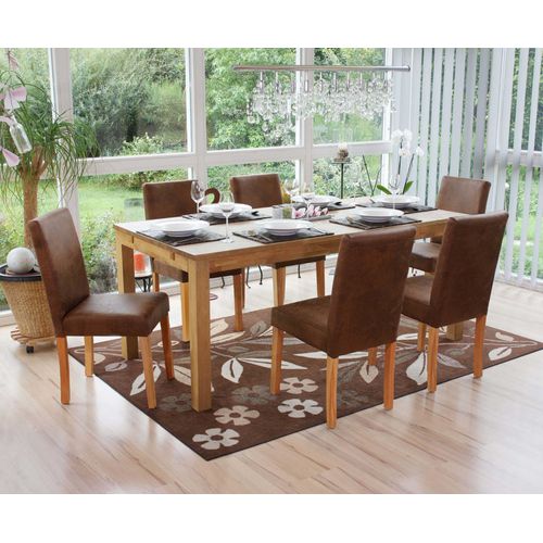 Lot De 6 Chaises De Séjour Littau  Tissu - Aspect Daim / Pieds Clairs
