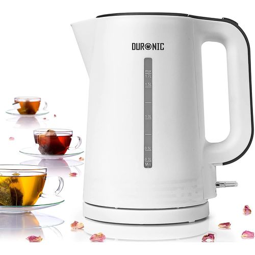 Duronic EK17 WE Bouilloire électrique de 2200W | Design moderne | 1,7 L | Chauffe rapidement | Blanc | Base à 360° | Arrêt automatique | Couvercle rabattable