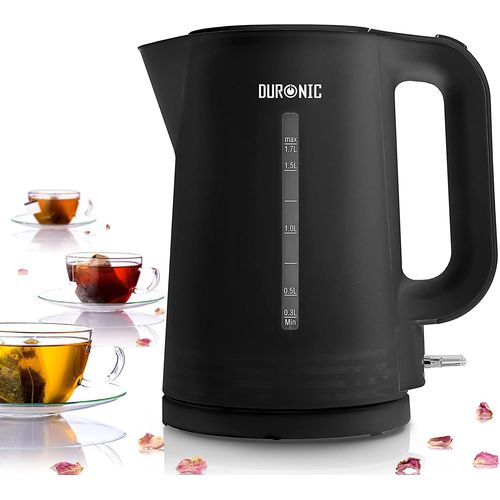 Duronic EK17 BK Bouilloire électrique de 2200W | Design moderne | 1,7 L | Chauffe rapidement | Noir | Base à 360° | Arrêt automatique | Couvercle rabattable
