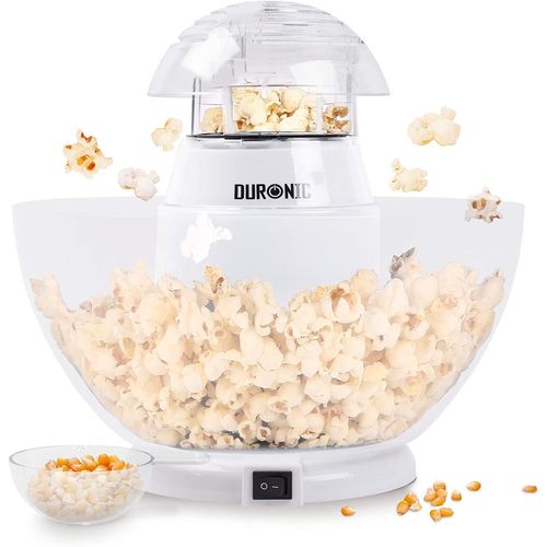 Duronic POP50 WE Appareil à Popcorn - Capacité de 50 g avec bol démontable - Cuisson électrique à air chaud de maïs soufflé sans huile - Faible en calories