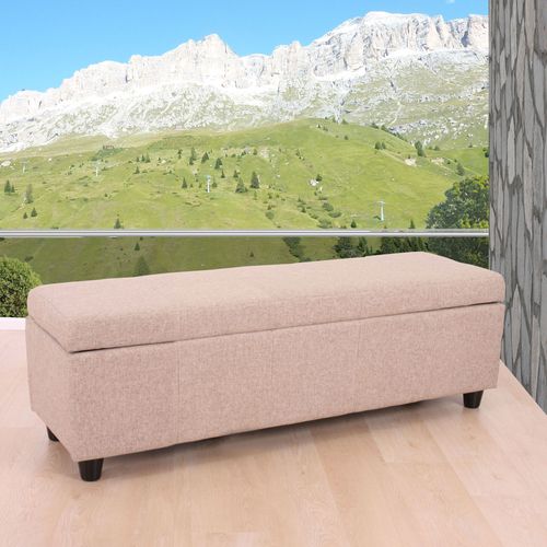 Banc/Banquette/Coffre De Rangement Kriens, 112x45x45cm, Tissu   Beige