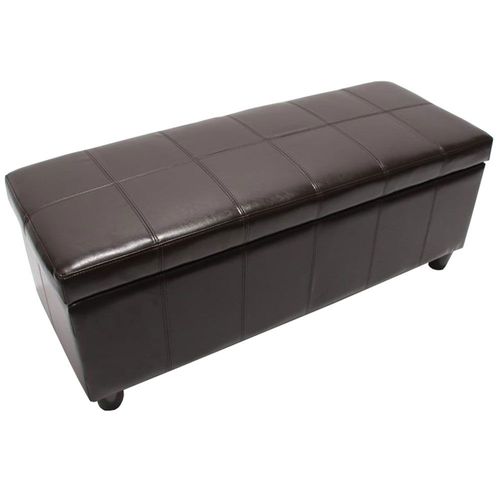 Banc Banquette Rembourrée Coffre De Rangement Kriens, Cuir Reconstitué, 112x45x45cm   Marron