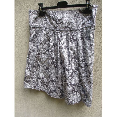 Jupe Chattawak Imprimé Floral Gris Noir T40