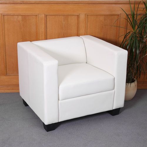 Fauteuil Club / Lounge Lille, 86x75x70cm   Simili-Cuir Blanc