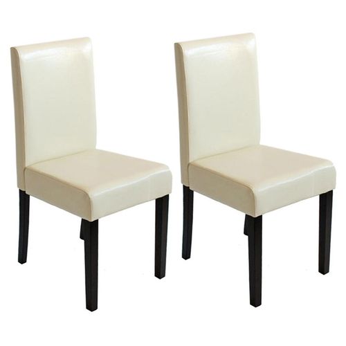 Lot De 2 Chaises De Séjour Littau   Simili-Cuir, Crème, Pieds Foncés