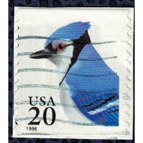 Etats Unis 1996 Oblitéré Used Oiseau Cyanaocitta Cristata Geai Bleu Sur Fragment Su
