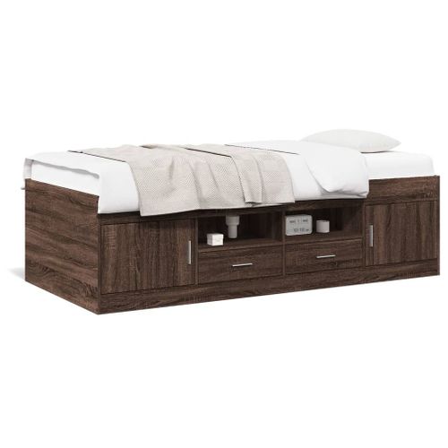 Vidaxl Lit De Jour Avec Tiroirs Sans Matelas Chêne Marron 100x200 Cm
