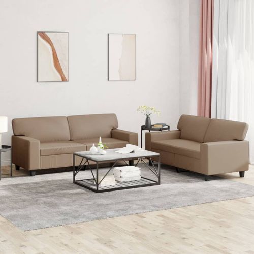 Vidaxl Ensemble De Canapés 2 Pcs Cappuccino Similicuir