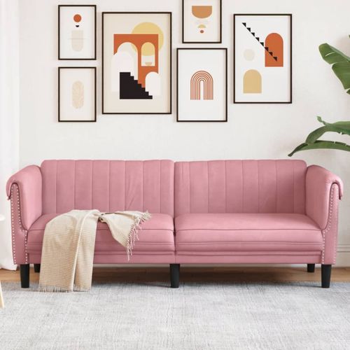 Vidaxl Canapé À 3 Places Rose Velours