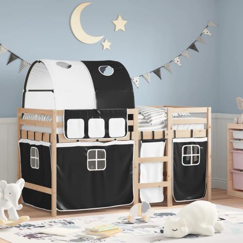 Vidaxl Lit Mezzanine Enfants Et Tunnel Blanc/Noir 90x190 Cm Pin Massif