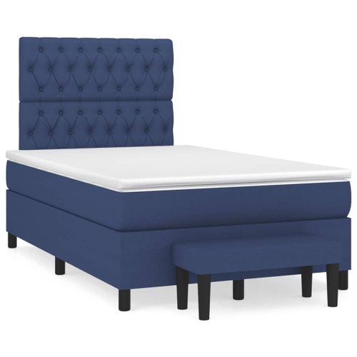 Vidaxl Sommier À Lattes De Lit Avec Matelas Bleu 120x190 Cm Tissu