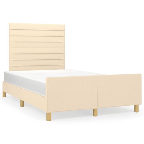 Vidaxl Cadre De Lit Avec Tête De Lit Crème 120x190 Cm Tissu