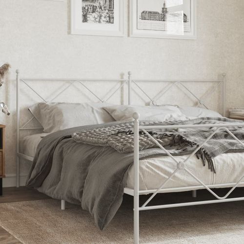 Vidaxl Tête De Lit Métal Blanc 200 Cm