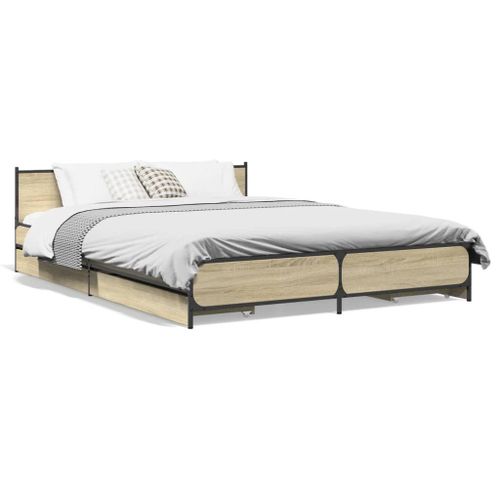 Vidaxl Cadre De Lit Avec Tiroirs Sans Matelas Chêne Sonoma 120x200 Cm