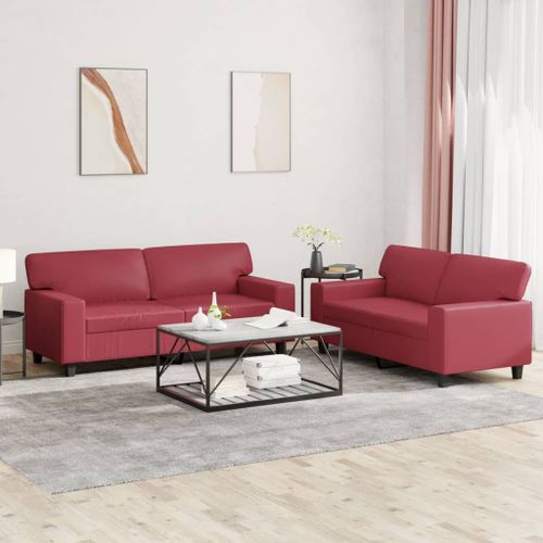 Vidaxl Ensemble De Canapés 2 Pcs Rouge Bordeaux Similicuir