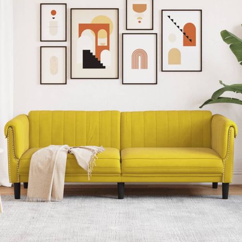Vidaxl Canapé À 3 Places Jaune Velours