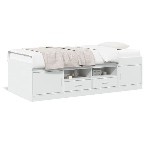 Vidaxl Lit De Jour Avec Tiroirs Sans Matelas Blanc 100x200 Cm