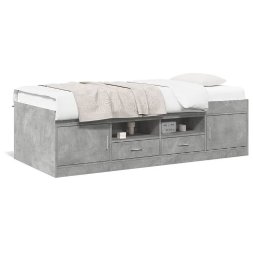 Vidaxl Lit De Jour Avec Tiroirs Sans Matelas Gris Béton 100x200 Cm