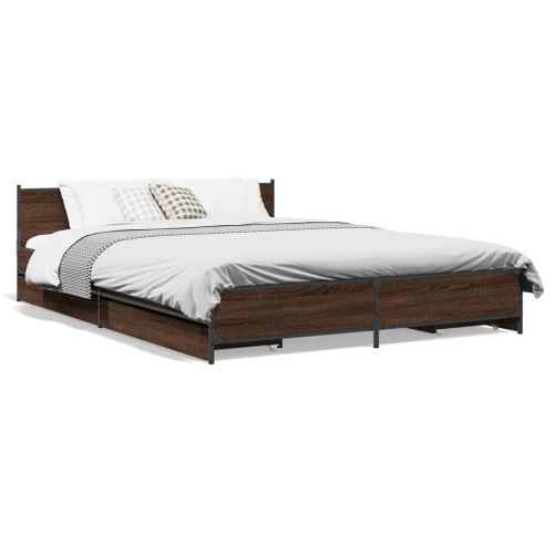 Vidaxl Cadre De Lit Avec Tiroirs Sans Matelas Chêne Marron 120x200 Cm