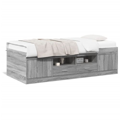 Vidaxl Lit De Jour Avec Tiroirs Sans Matelas Sonoma Gris 100x200 Cm