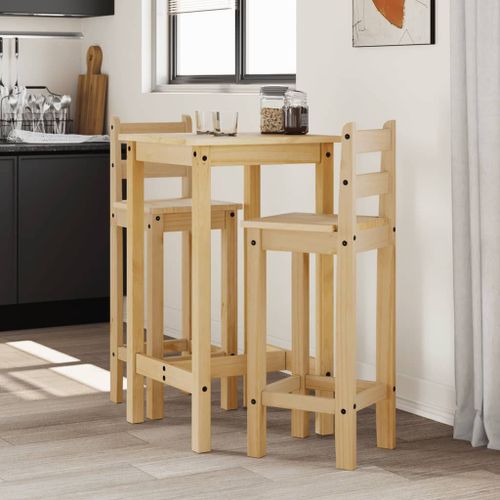 Vidaxl Ensemble De Bar 3 Pcs Bois De Pin Massif