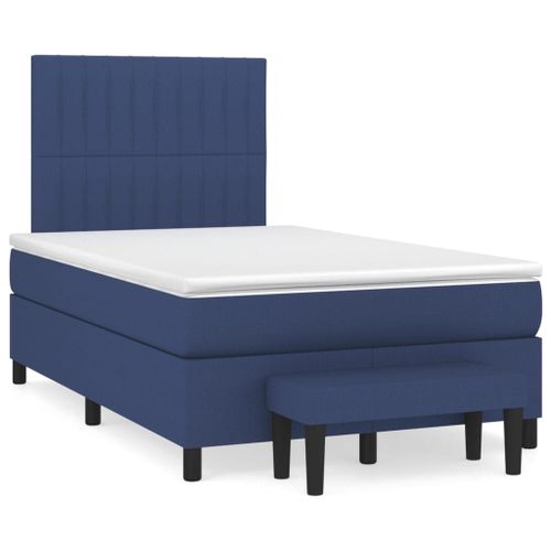Vidaxl Sommier À Lattes De Lit Avec Matelas Bleu 120x190 Cm Tissu