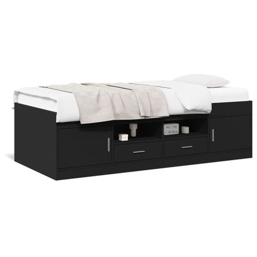 Vidaxl Lit De Jour Avec Tiroirs Sans Matelas Noir 100x200 Cm