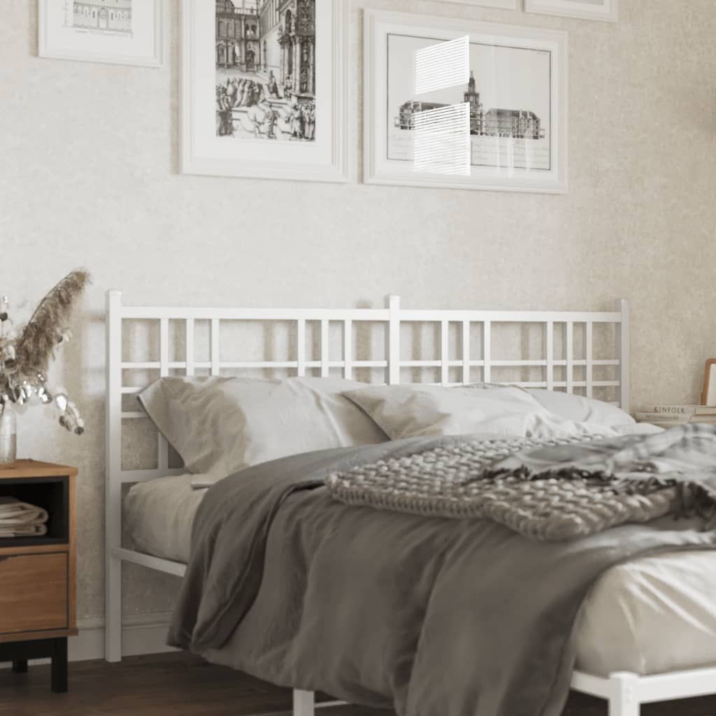 Vidaxl Tête De Lit Métal Blanc 160 Cm