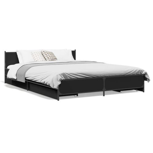 Vidaxl Cadre De Lit Avec Tiroirs Sans Matelas Noir 120x200 Cm