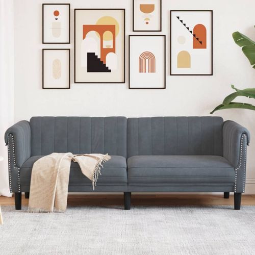 Vidaxl Canapé À 3 Places Gris Foncé Velours