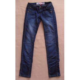 Jean Bleu Marine Délavé Et Plissé. Jennyfer. Coton. Taille 36.