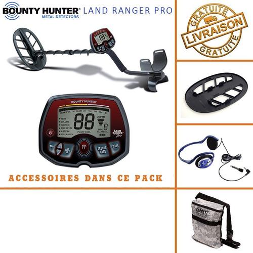 Bounty Hunter - Détecteur de Métaux Land Ranger Pro avec son protège disque, sac camo pouch garrett et casque audio