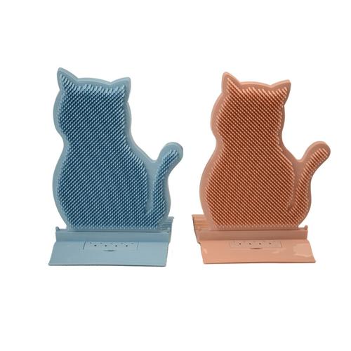 Brosse D'auto-Toilettage Pour Chat, 2 Pièces, Rose Et Bleu, Masseur De Visage Pour Animal De Compagnie, Poste De Frottement