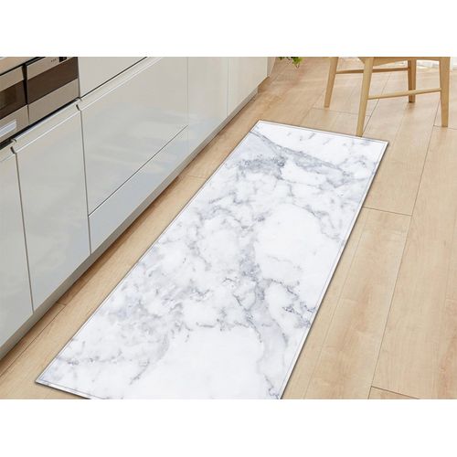 Tapis De Sol Antidérapant Pour Cuisine Et Chambre À Coucher, Style Marbre, 60x90cm, Blanc