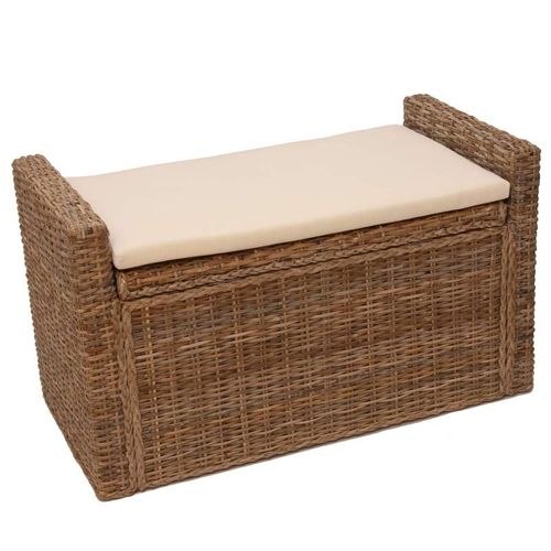 Banc Banquette / Coffre De Rangement M92, Rotin   Kubu, Gris