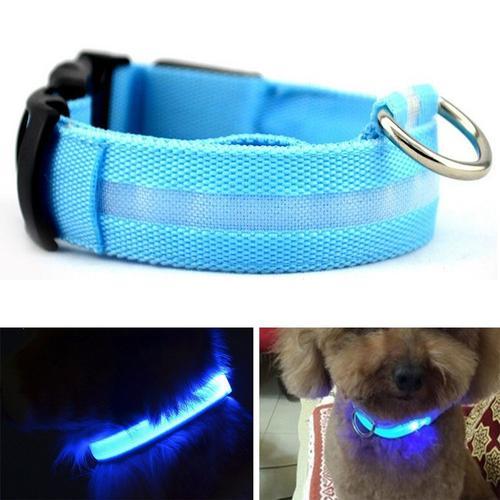 Collier Clignotant À Led Lumineux Réglable Pour La Sécurité De Chien Chat-Bleu L(45-52cm)