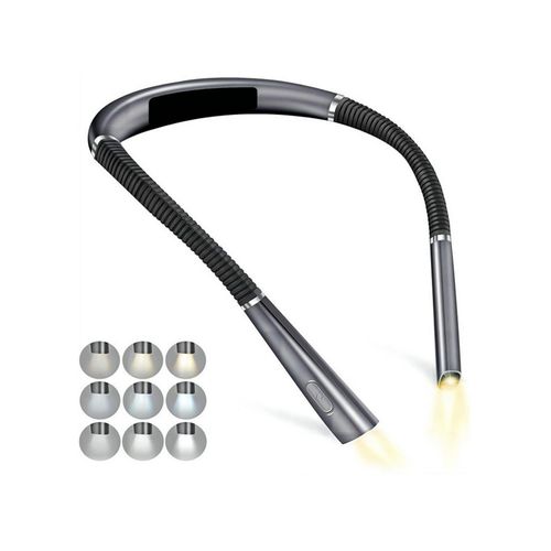 Lampe De Lecture Pliable À Led Pour Le Cou, Rechargeable, Pour Lire Au Lit, Gris